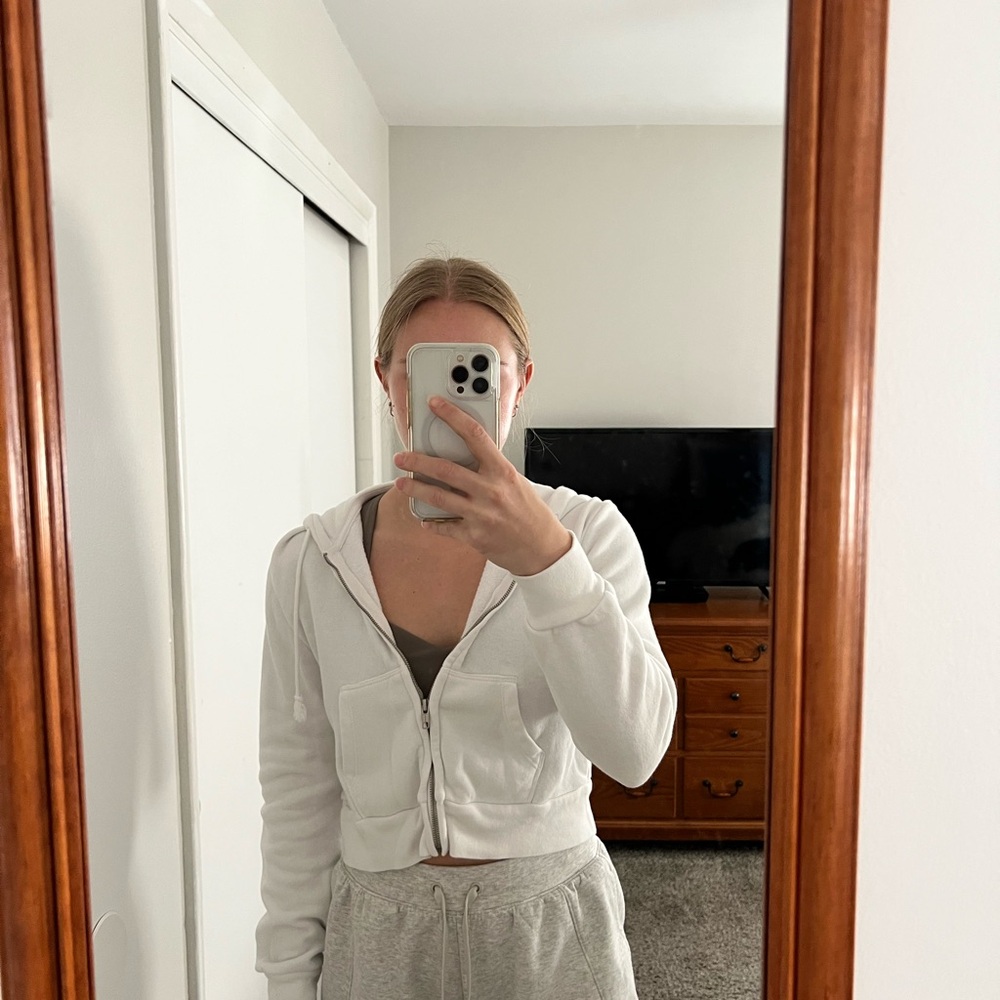 White Zip-Up Hoodie